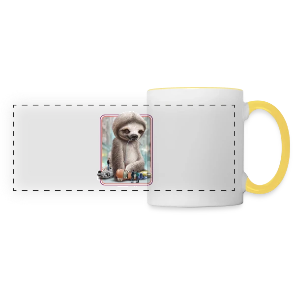 Attaque de Paresseux Géant sur Mug panoramique contrasté et blanc