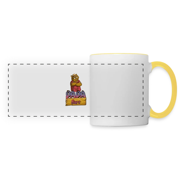 Humour 'Papa Ours' - Cadeau Fête des Pères Câlin sur Mug panoramique contrasté et blanc