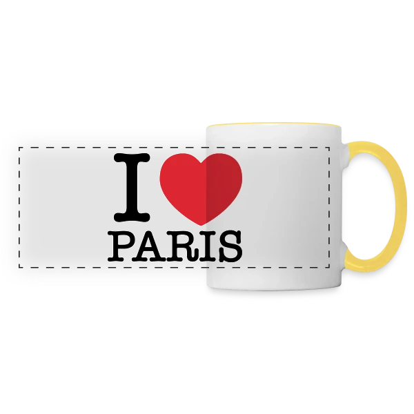 J'aime Paris Cœur Rouge sur Mug panoramique contrasté et blanc
