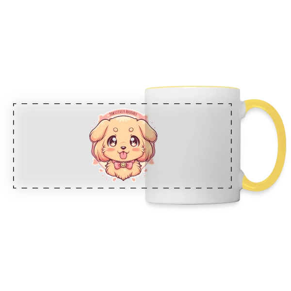 Chiot Golden Retriever Adorable et Kawaii sur Mug panoramique contrasté et blanc