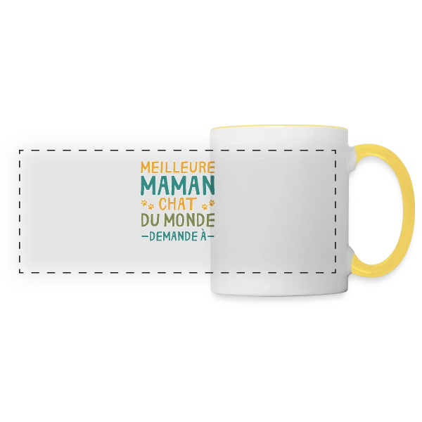 Meilleure Maman Chat du Monde - Cadeau Personnalisé sur Mug panoramique contrasté et blanc