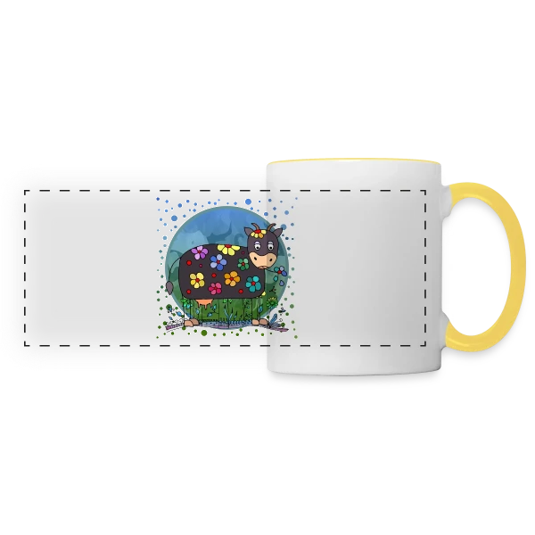 La Vache Mignonne sur Mug panoramique contrasté et blanc