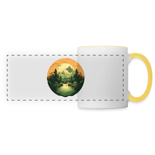 Paysage Naturel : Design Sérénité sur Mug panoramique contrasté et blanc