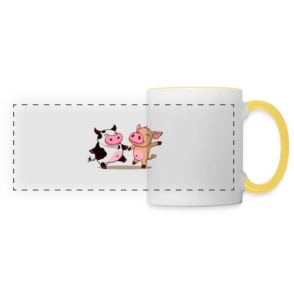 Vache et Cochon Danseurs sur Mug panoramique contrasté et blanc