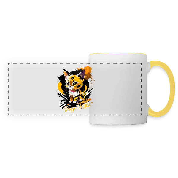 Chaton Ninja Urbain sur Mug panoramique contrasté et blanc