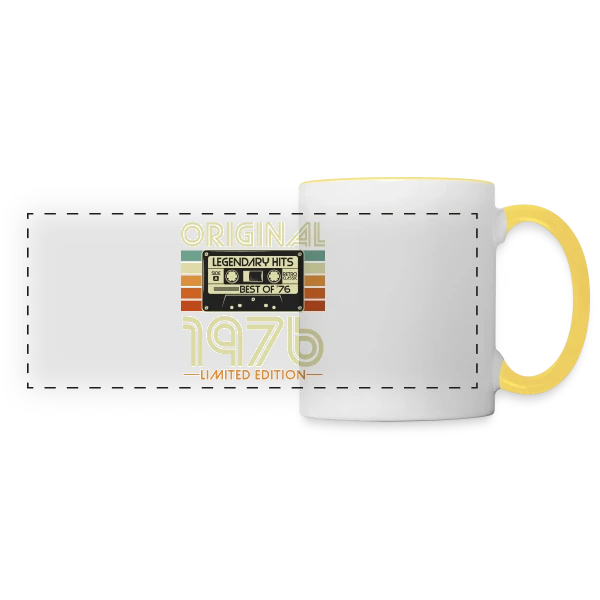 Cassette Rétro 1976 Légendaire sur Mug panoramique contrasté et blanc