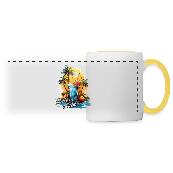 Cocktail Plage Tropicale sur Mug panoramique contrasté et blanc