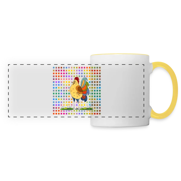 Coq Fier sur Mug panoramique contrasté et blanc