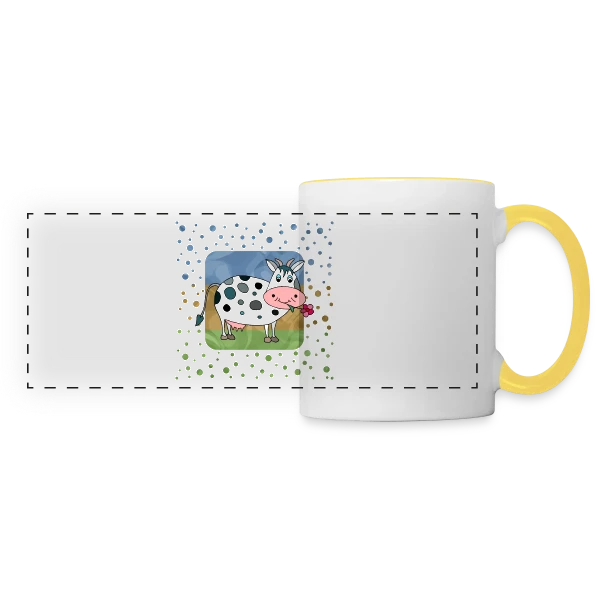 La Vache Joyeuse sur Mug panoramique contrasté et blanc