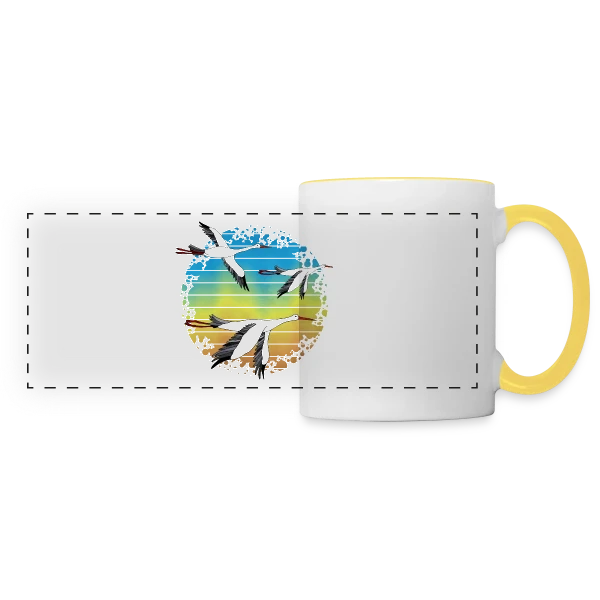 Cigogne Élégante sur Mug panoramique contrasté et blanc