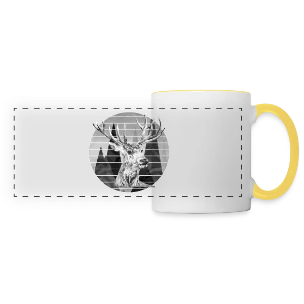 Cerf Majestueux sur Mug panoramique contrasté et blanc