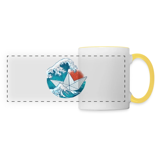 Bateau Origami dans la tempête sur Mug panoramique contrasté et blanc