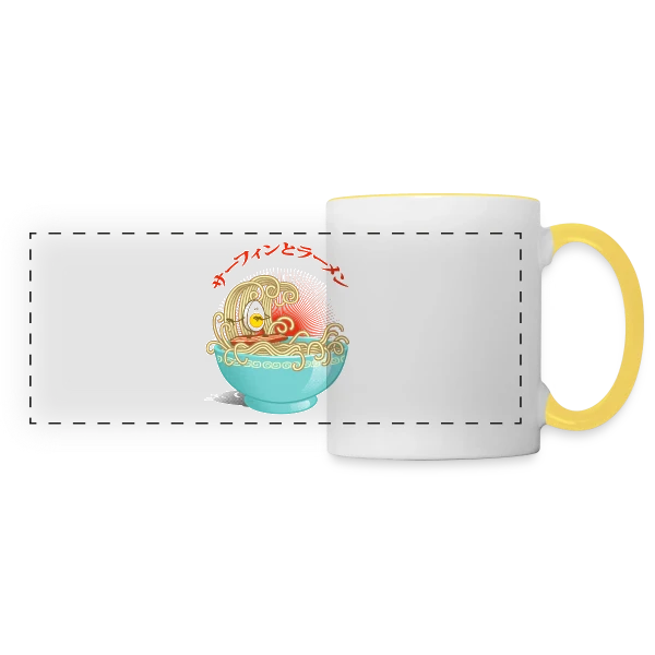Surf & Ramens : L'Œuf glisse dans le bol sur Mug panoramique contrasté et blanc