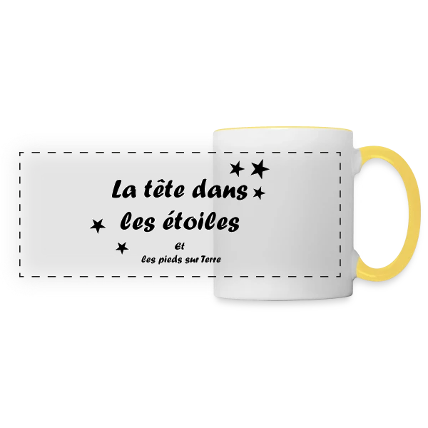 La tête dans les étoiles sur Mug panoramique contrasté et blanc