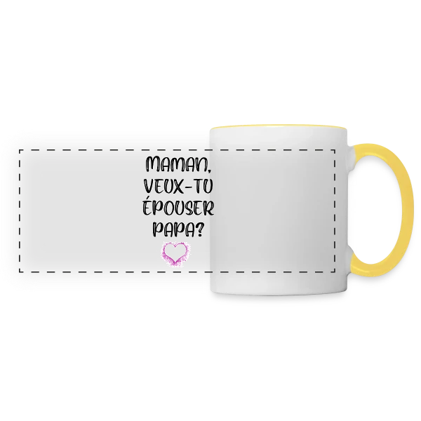 Demande en Mariage Enfant sur Mug panoramique contrasté et blanc
