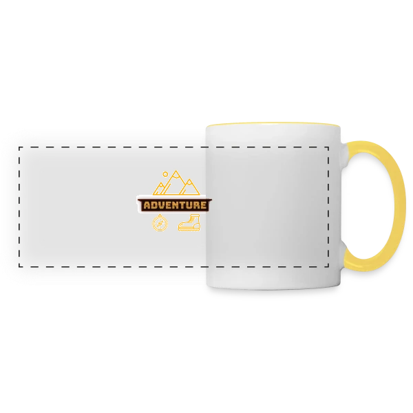Icônes d'Aventure Montagne sur Mug panoramique contrasté et blanc