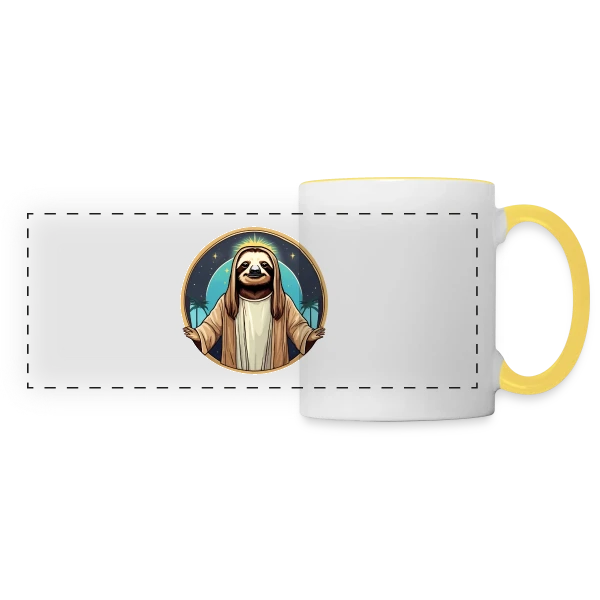 Jésus Paresseux Tropical sur Mug panoramique contrasté et blanc