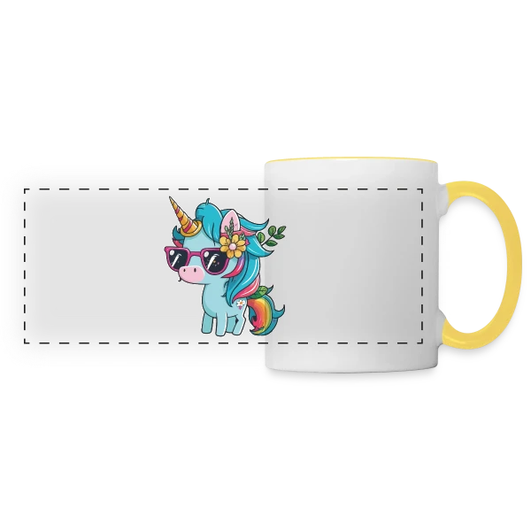 Licorne Cool Lunettes sur Mug panoramique contrasté et blanc