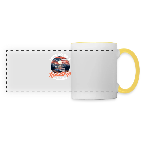 Van Hippie Aventure sur Mug panoramique contrasté et blanc