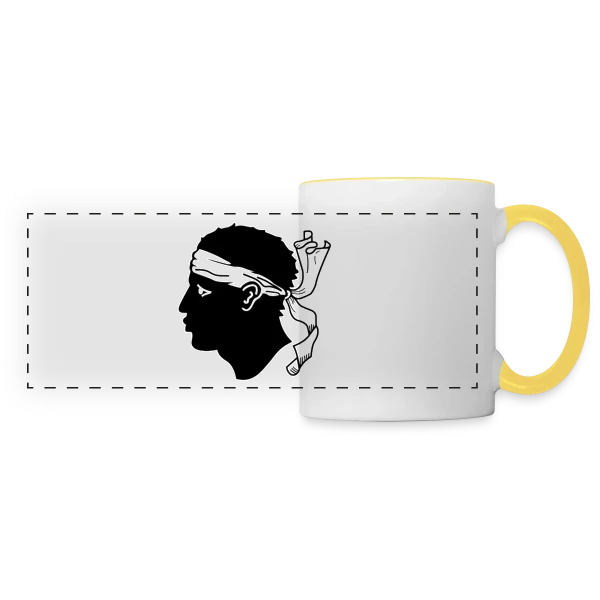 Profil Tête de Maure Corse sur Mug panoramique contrasté et blanc