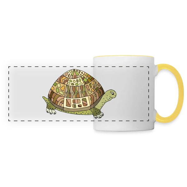Tortue Mignonne sur Mug panoramique contrasté et blanc