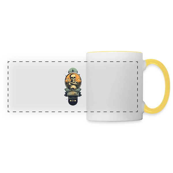 Skateboard Tête de Mort Rétro sur Mug panoramique contrasté et blanc