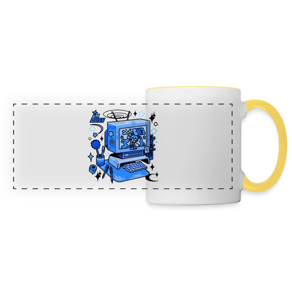 Ordinateur Rétro "I'm Busy" sur Mug panoramique contrasté et blanc