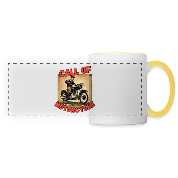 Appel de la Moto Rétro sur Mug panoramique contrasté et blanc