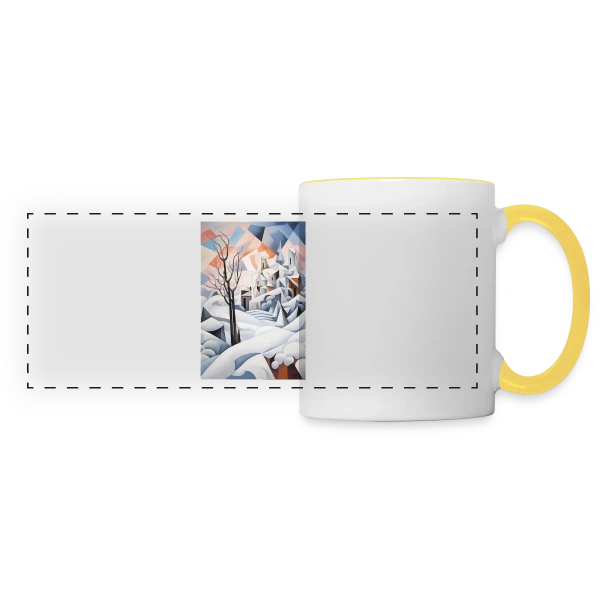 Paysage Hivernal Géométrique sur Mug panoramique contrasté et blanc