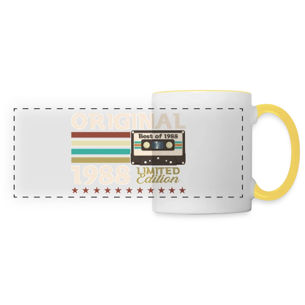 Anniversaire Vintage 1988 sur Mug panoramique contrasté et blanc