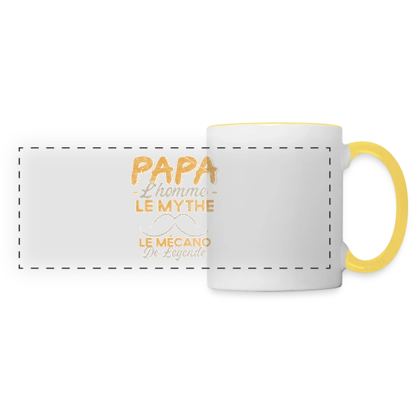 Papa Mécanicien de Légende - Humour Cadeau Atelier sur Mug panoramique contrasté et blanc