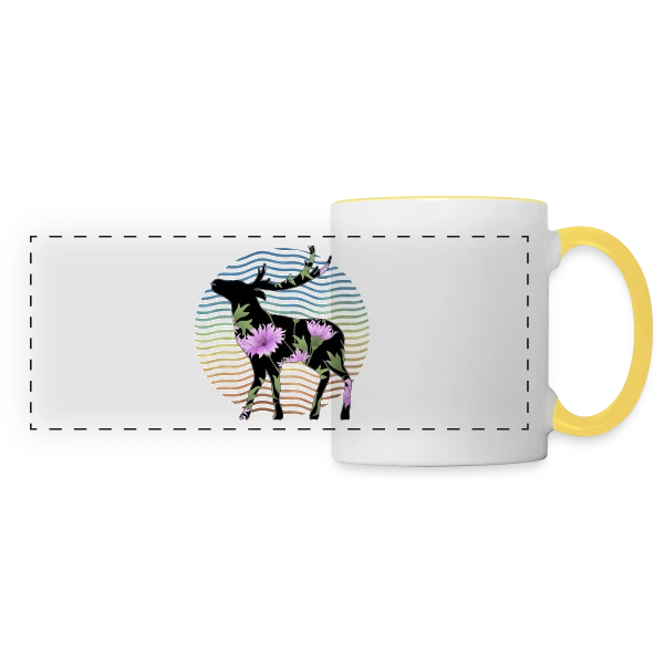 Cerf Majestueux sur Mug panoramique contrasté et blanc