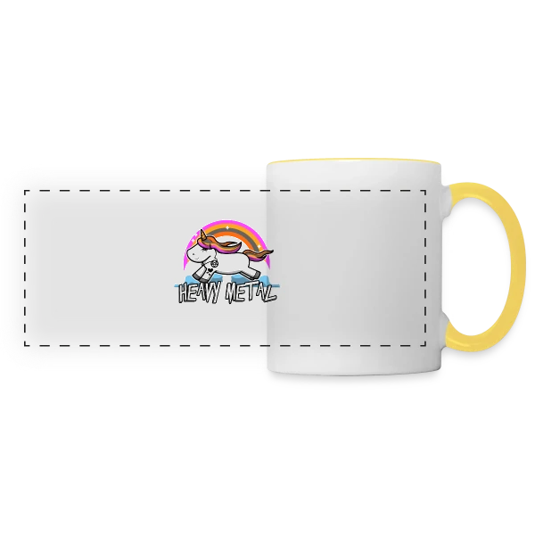 Licorne Heavy Metal Rockeuse sur Mug panoramique contrasté et blanc