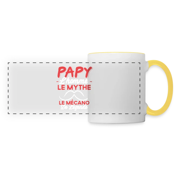 Papy Mécanicien de Légende - Humour Cadeau Passion Moteur sur Mug panoramique contrasté et blanc