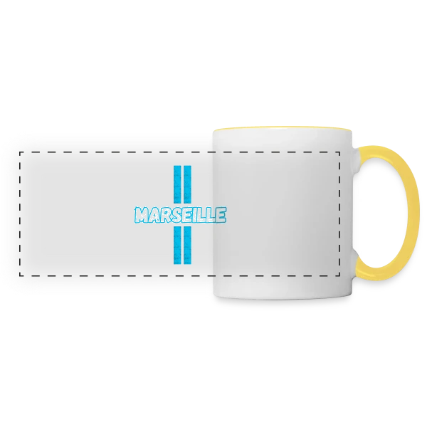 Marseille Supporter Stylisé sur Mug panoramique contrasté et blanc