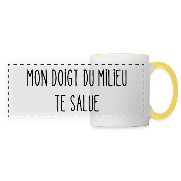 Mon Doigt du Milieu Te Salue sur Mug panoramique contrasté et blanc