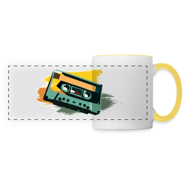 Cassette Pop Art sur Mug panoramique contrasté et blanc