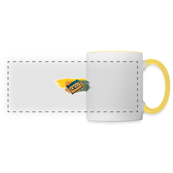 Cassette Rétro Couleurs sur Mug panoramique contrasté et blanc