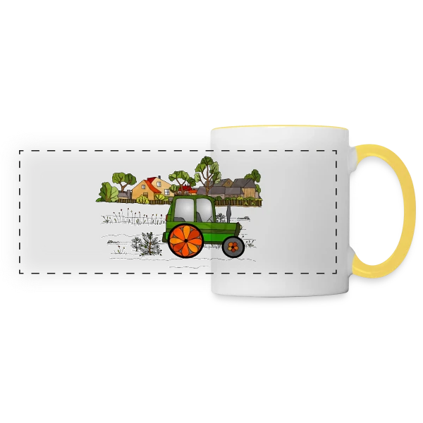 Passion Tracteur sur Mug panoramique contrasté et blanc