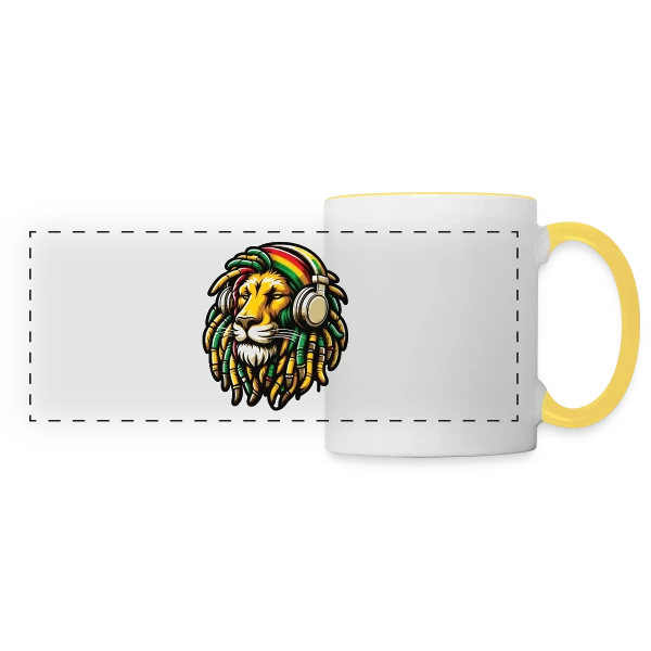 Lion Rasta Musique sur Mug panoramique contrasté et blanc