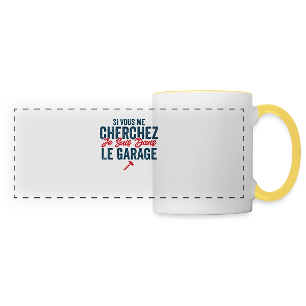 Humour Bricolage : J'peux Pas J'ai Bricolage sur Mug panoramique contrasté et blanc