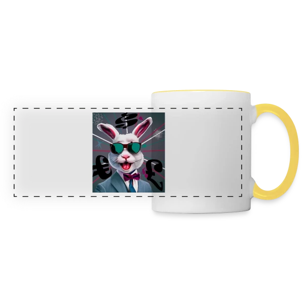 Lapin Business Man sur Mug panoramique contrasté et blanc