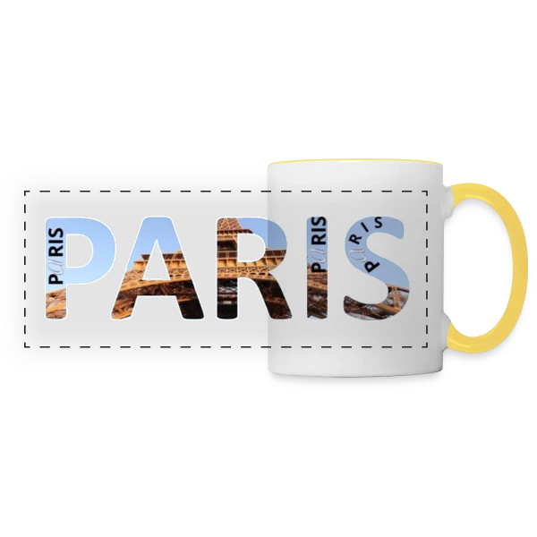 Paris Tour Eiffel sur Mug panoramique contrasté et blanc