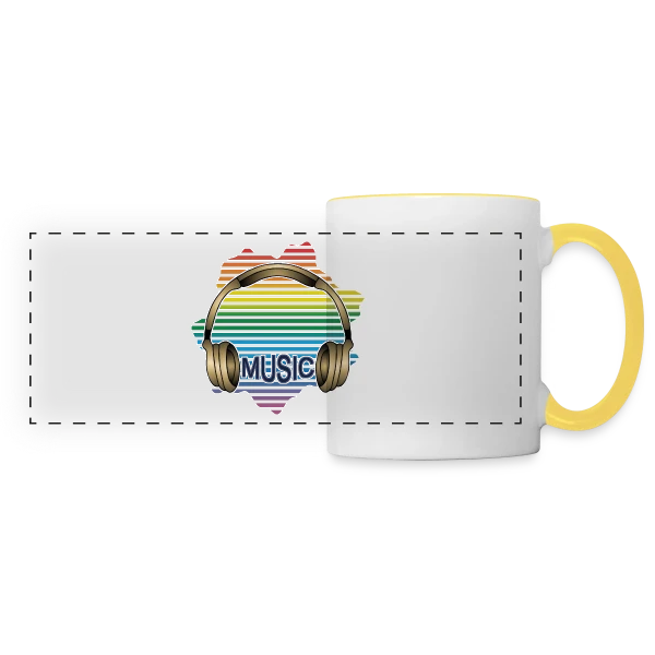 Casque Audio Stylé sur Mug panoramique contrasté et blanc