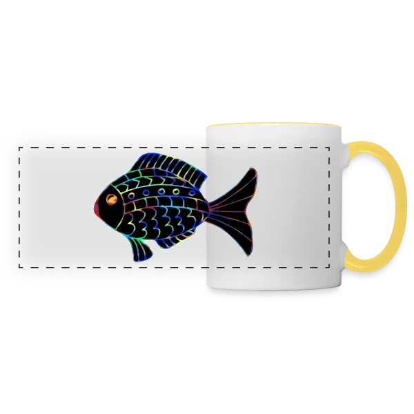 Passion Pêcheur - Motif Poisson sur Mug panoramique contrasté et blanc