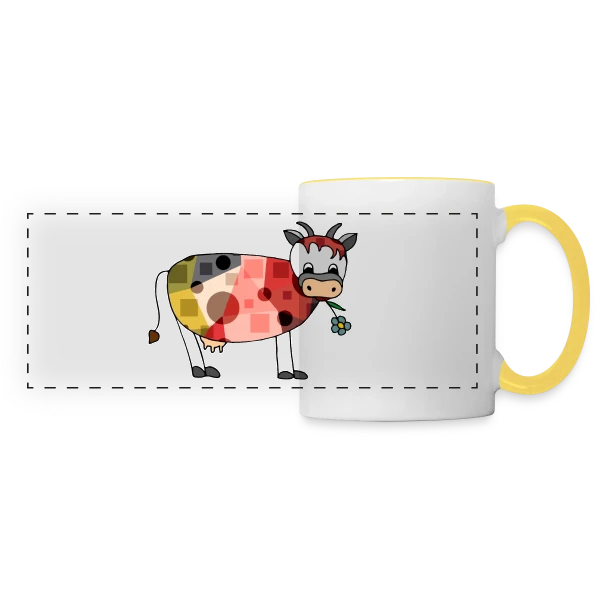 La Vache Rigolote sur Mug panoramique contrasté et blanc