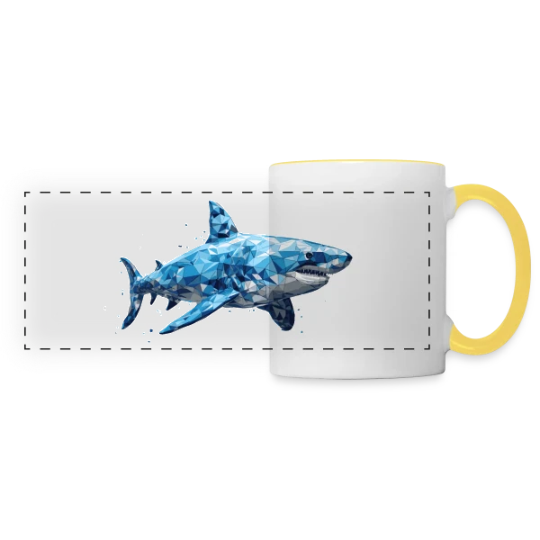 Grand Requin Blanc sur Mug panoramique contrasté et blanc