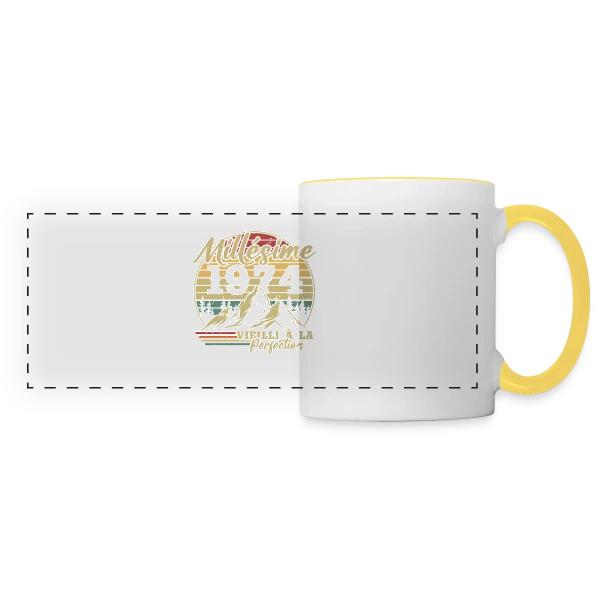 Millésime 1974 Vieilli à la Perfection sur Mug panoramique contrasté et blanc