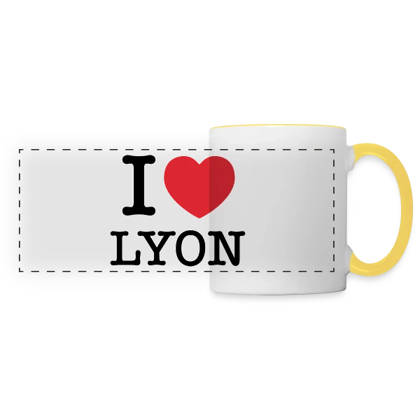 J'aime Lyon Classique sur Mug panoramique contrasté et blanc