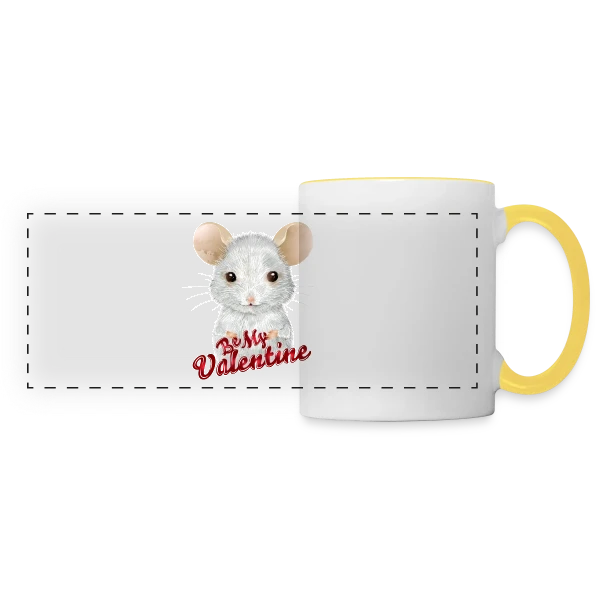 Adorable Souris Blanche de la Saint-Valentin sur Mug panoramique contrasté et blanc